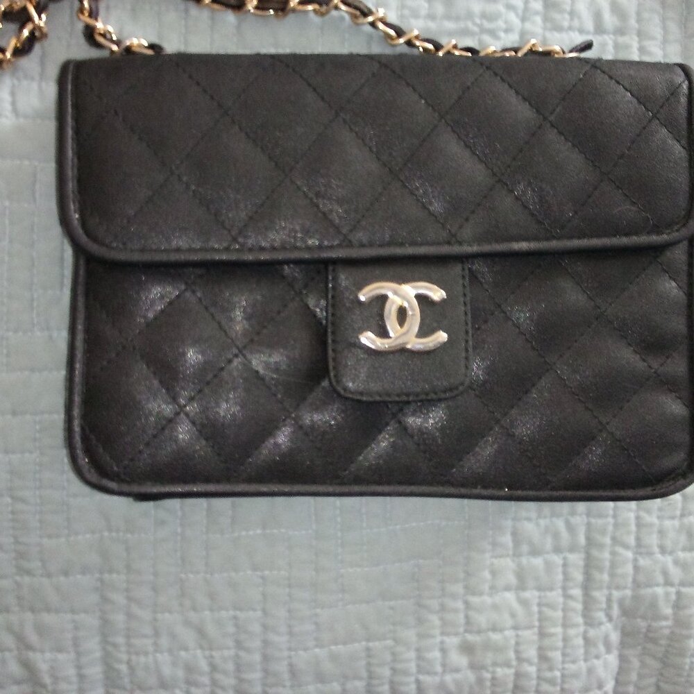 *COPY* VINTAGE 1970S cc MATELAISSE BLACK QUILTED SHOULDER BAG VG FOR 50 YR OLD